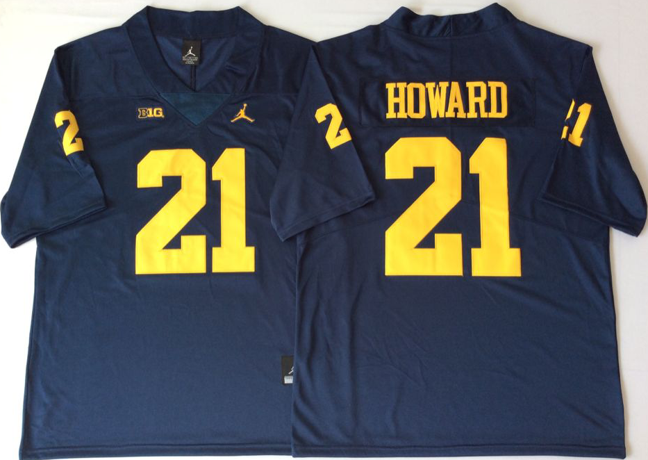 NCAA Men Michigan Wolverines Blue #21 HOWARD